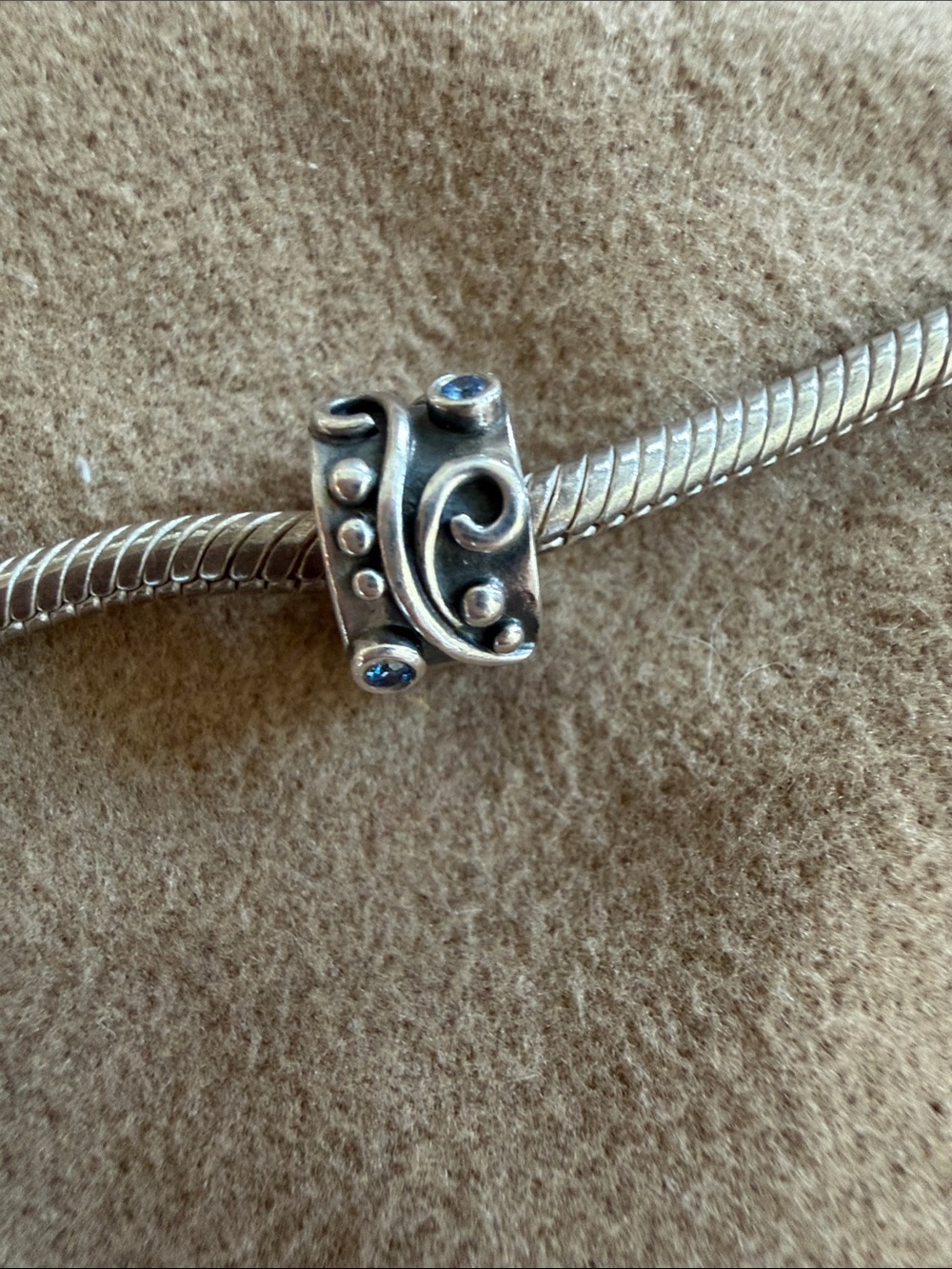 Pandora Sterling Silver Clip Charm with Blue Gems